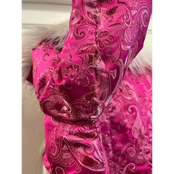 Pink White Reversible Y2K 90s Fluffy Jacket Coat  Women's Size Medium - Picture 11 of 13